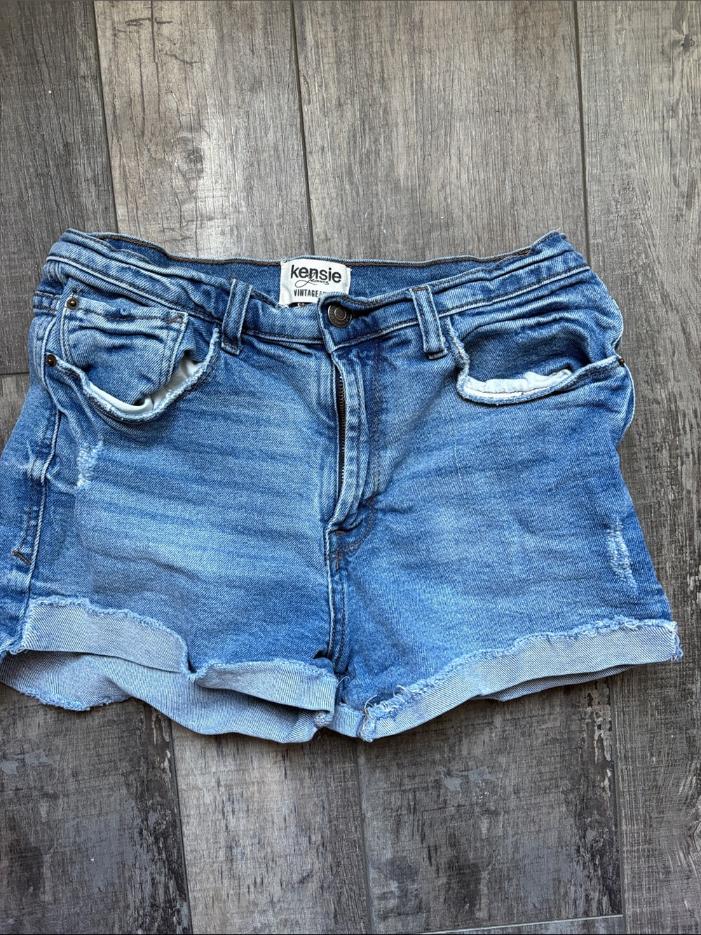 Kensie Distressed Light Blue Denim Cutoff Shorts